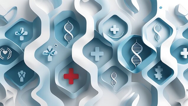 Abstract Medical Background Healthcare, DNA, and Wellness Symbols