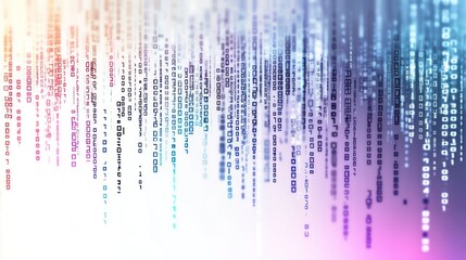 Abstract binary code rain with vibrant gradient background design element
