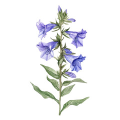 A Lobelia Plant, watercolor illustration vector, high quality, isolated on a white background.
