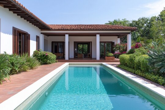 Luxury Tropical Villa with Private Pool: Resort-Style Living in Paradise.  A stunning modern home showcasing elegant design, spacious interiors, and a tranquil outdoor oasis. Ideal