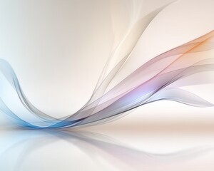 Obraz premium Abstract image featuring flowing, translucent waves in muted pastel hues against a light, reflective background. The waves create a sense of movement and fluidity