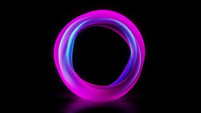 Glowing purple and blue ring on a black background suitable for abstract designs, futuristic concepts, technology themes, and digital projects.