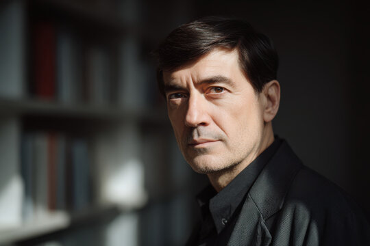sociologist portrait in office positioned on left side of frame