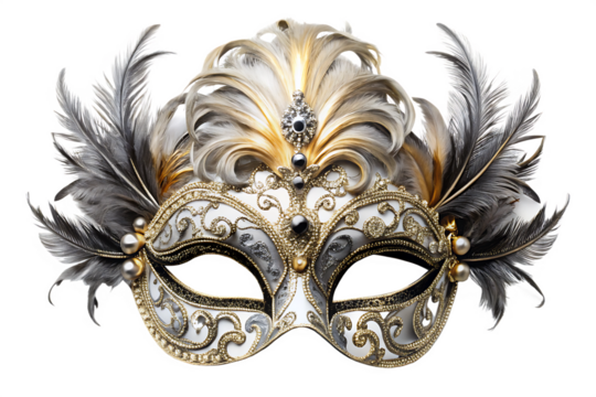 venetian carnival mask isolated on a white background, PNG, AI