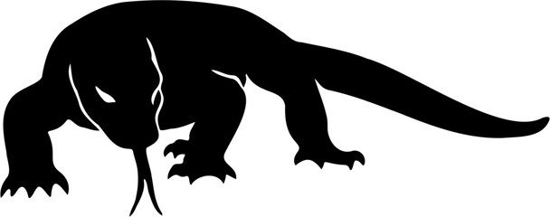 Komodo silhouette vector illustration, Isolated on white