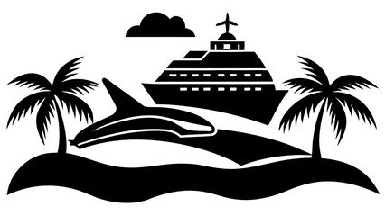 Obraz premium Luxury yacht tropical getaway island paradise cruise