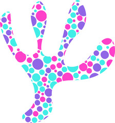 An abstract coral-like shape filled with dots creating a textured and stylized colorful appearance.