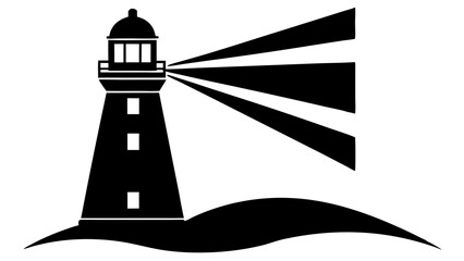 Black and white lighthouse beacon icon graphic