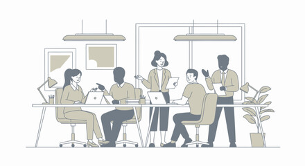 Collaborative Team Meeting: Vector Illustration for Business