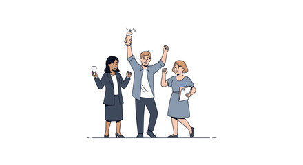 Celebrating Success: Teamwork and Achievement Illustration