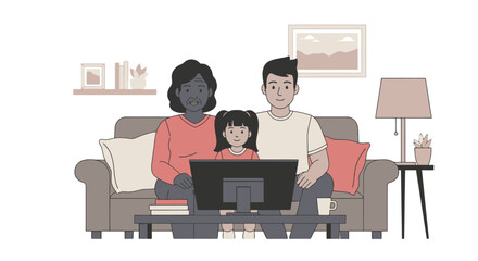 Family Time: Watching TV Together at Home