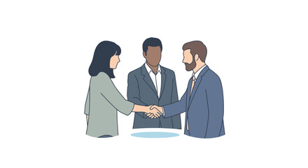 Diverse Business Team Handshake Deal Illustration