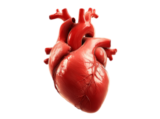 Human heart anatomy 3d render detailed model, Isolated On Transparent Background
