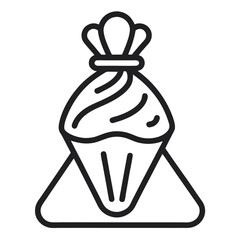 Icing Bag Piping Decoration – Line Art Vector Icon
