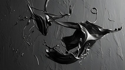 Abstract Black Liquid Art Dynamic Splashes and Swirls