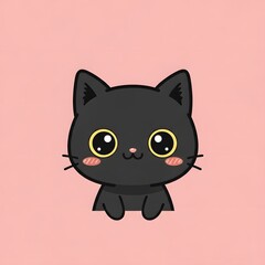 Adorable Black Kitten Peeking Illustration