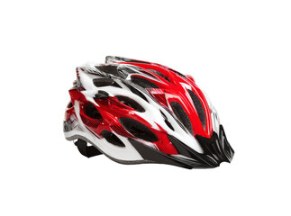 Red and white bicycle helmet safety gear sport equipment, Isolated On Transparent Background