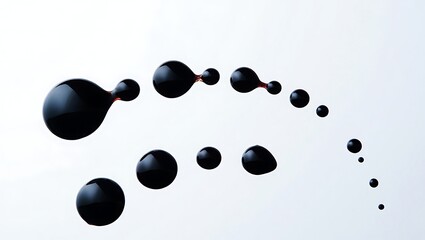 Abstract Ink Drops A Study in Black Fluid Dynamics and Artistic Expression