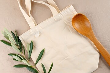 Eco-Friendly Tote Bag Mockup Sustainable Lifestyle and Natural Elements
