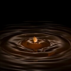 Liquid Symphony A Stunning Close-Up of a Coffee Drop Creating Ripples
