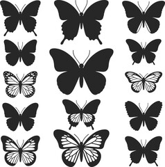 Butterfly Silhouette Collection: Various Butterfly Designs for Nature and Spring Illustrations