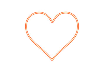 Bright glowing neon heart shape on transparent background symbolizing love, romance, and valentine's day