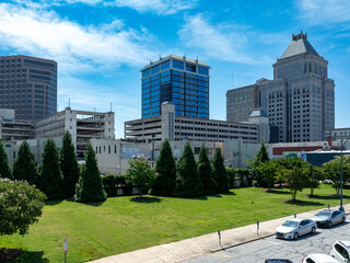 downtown Greensboro near noon in Spring.