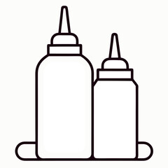 Ketchup and Mustard Bottles – Outlined Style Vector