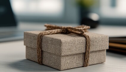 Elegant Gift Box On Office Desk