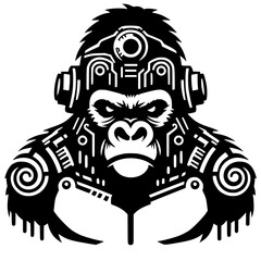 Silhouette portrait of gorilla robot