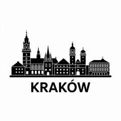 Obraz premium Krakow Skyline Silhouette — Historic Polish City Vector Illustration