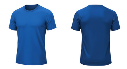 Royal blue mens short sleeve t shirt mockup front and back view isolated on white background