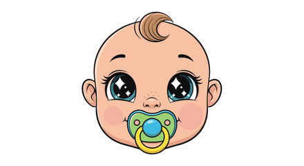 Adorable Baby with Pacifier Illustration Keywords Ideas