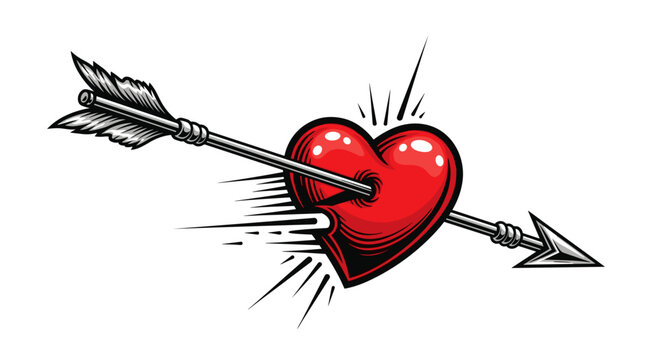 Love And Passion Arrow In Heart Concept