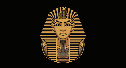 Majestic Pharaoh Golden Portrait Art Isolated on Black