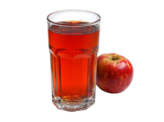 Refreshing glass of apple juice with a red apple, Isolated On Transparent Background