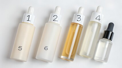 Mockup featuring skincare routine steps with numbered minimalist product designs