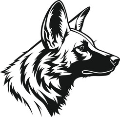 black dog head silhouette vector art 