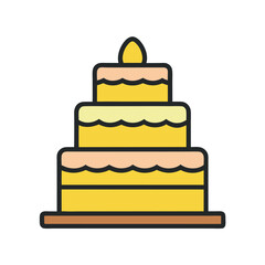 Layered Wedding Cake – Line Illustration Vector Icon
