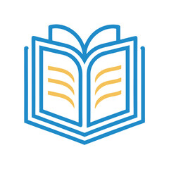 Line Art Book Icon for Education Logo – Vector Illustration