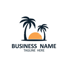 Naklejka premium summer beach logo with palm tree logo design