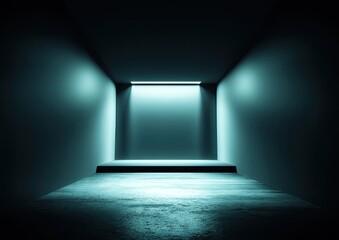 Teal Lit Empty Modern Space