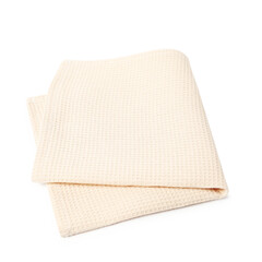 Clean beige waffle towel isolated on white