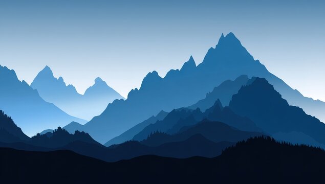 Blue Mountain Range Silhouette Landscape