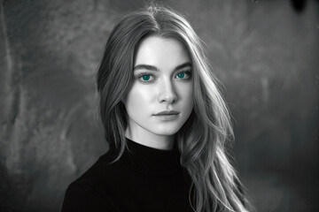 Fototapeta premium Portrait of a young woman with striking green eyes