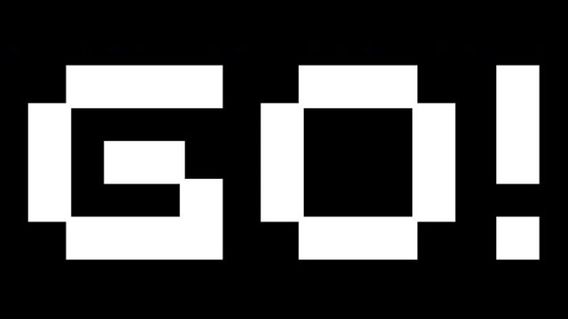 Ready, Set, Go! Simple Countdown 8 bit style animation on alpha background. Concept of race, training, event, tabata, starting line.