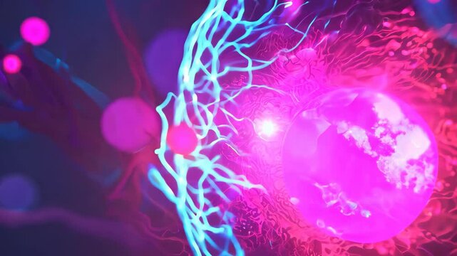 Vibrant Abstract Microbiology Scene with Detailed Cell Structures