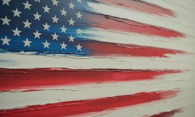 American flag impasto painting red white blue texture art