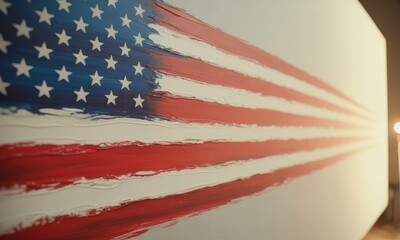 Abstract national flag painting red white blue brushstrokes