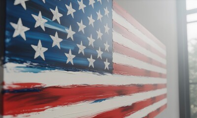 Expressive national flag impasto painting bold colors artistic brushstrokes